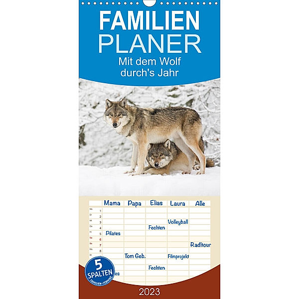 Familienplaner Mit dem Wolf durch's Jahr (Wandkalender 2023 , 21 cm x 45 cm, hoch), Wilfried Martin