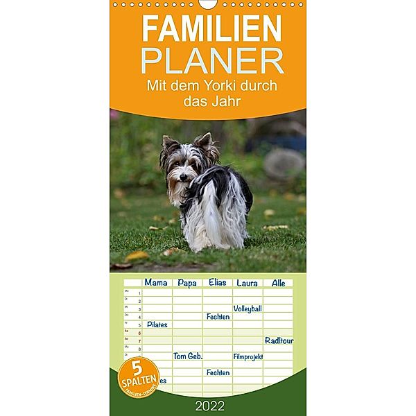 Familienplaner Mit dem Yorki durch das Jahr (Wandkalender 2022 , 21 cm x 45 cm, hoch), Friedhelm Bauer