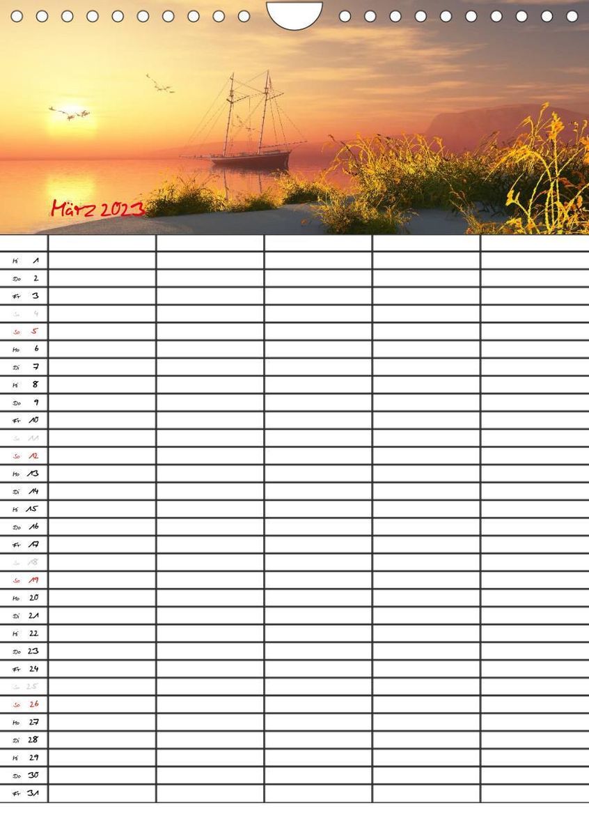 Familienplaner mit schönen Landschaftsbildern Wandkalender 2023 DIN A4 hoch  - Kalender bestellen