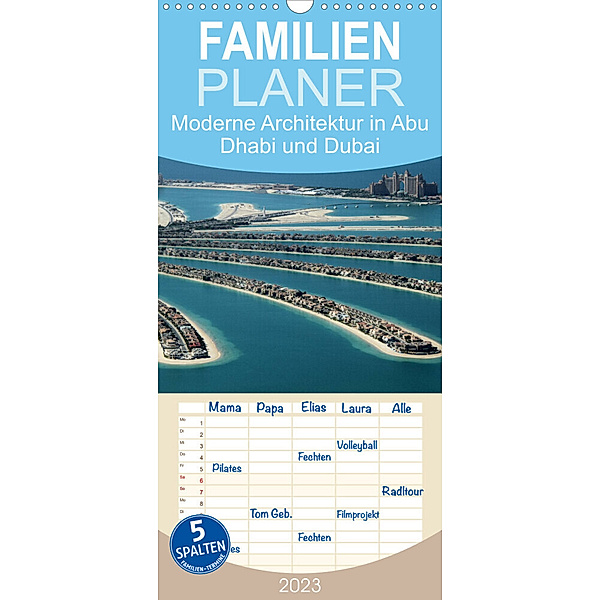 Familienplaner Moderne Architektur in Abu Dhabi und Dubai (Wandkalender 2023 , 21 cm x 45 cm, hoch), Hans-Wolfgang Hawerkamp