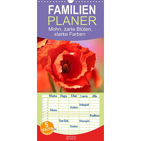Familienplaner Mohn, zarte Blüten, starke Farben (Wandkalender 2022 , 21 cm x 45 cm, hoch), Sabine Löwer