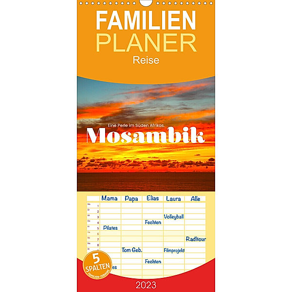 Familienplaner Mosambik - Eine Perle im Süden Afrikas. (Wandkalender 2023 , 21 cm x 45 cm, hoch), SF