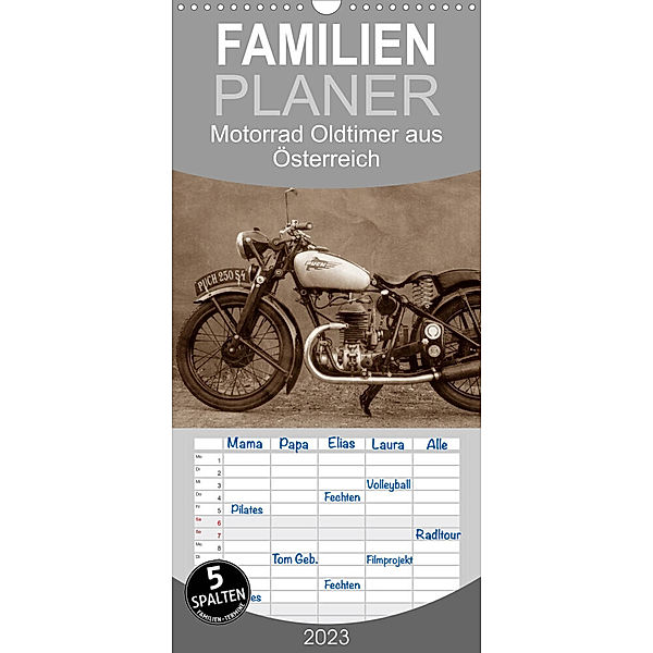 Familienplaner Motorrad Oldtimer aus Österreich (Wandkalender 2023 , 21 cm x 45 cm, hoch), Gabi Siebenhühner