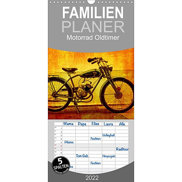 Familienplaner Motorrad Oldtimer (Wandkalender 2022 , 21 cm x 45 cm, hoch), Gabi Siebenhühner