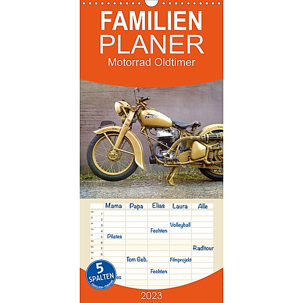 Familienplaner Motorrad Oldtimer (Wandkalender 2023 , 21 cm x 45 cm, hoch), Gabi Siebenhühner