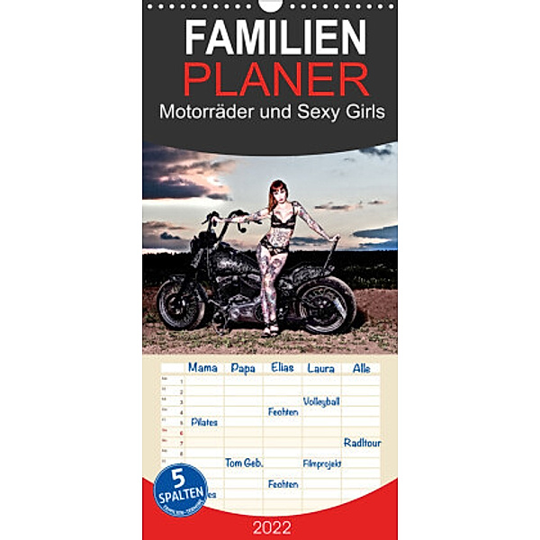 Familienplaner Motorräder und Sexy Girls (Wandkalender 2022 , 21 cm x 45 cm, hoch), Udo Talmon