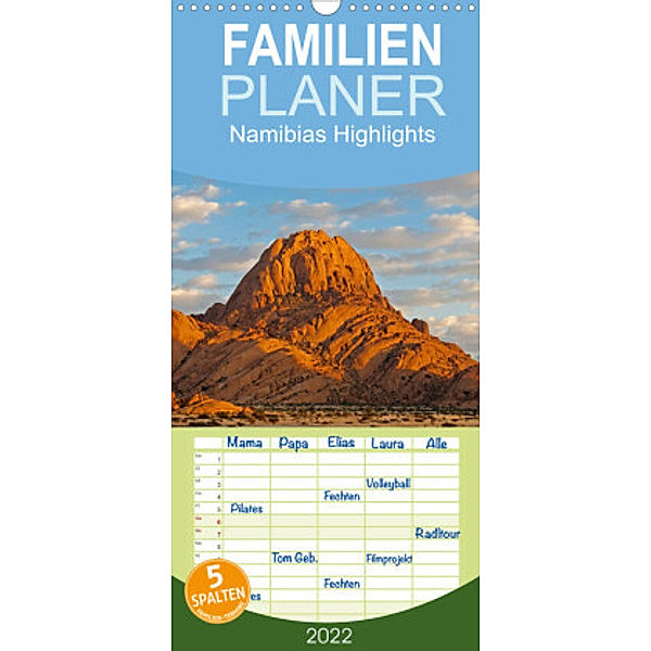 Familienplaner Namibias Highlights (Wandkalender 2022 , 21 cm x 45 cm, hoch), Frauke Scholz