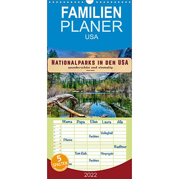 Familienplaner Nationalparks in den USA - wunderschön und einmalig (Wandkalender 2022 , 21 cm x 45 cm, hoch), Peter Roder