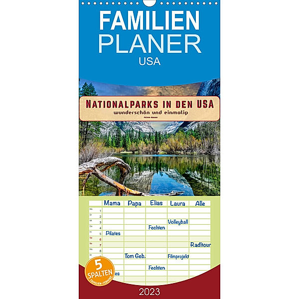 Familienplaner Nationalparks in den USA - wunderschön und einmalig (Wandkalender 2023 , 21 cm x 45 cm, hoch), Peter Roder