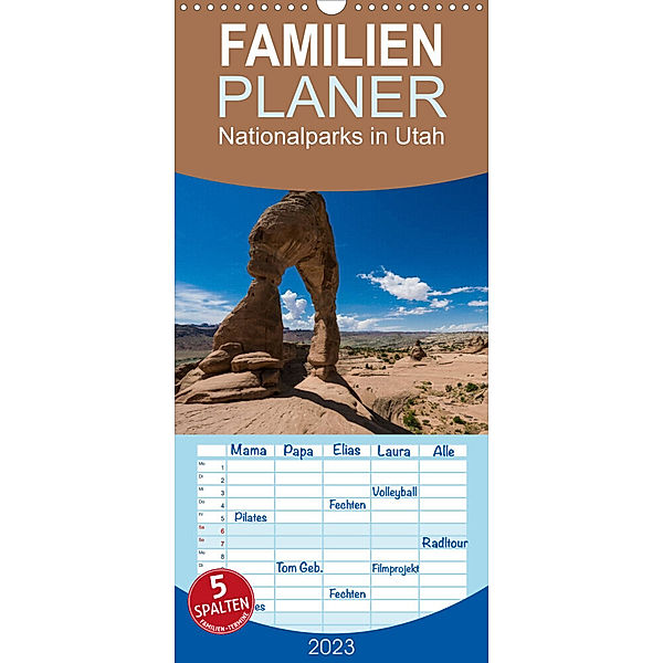 Familienplaner Nationalparks in Utah (Wandkalender 2023 , 21 cm x 45 cm, hoch), Rolf Hitzbleck