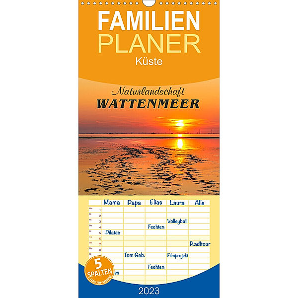 Familienplaner Naturlandschaft WATTENMEER (Wandkalender 2023 , 21 cm x 45 cm, hoch), Andrea Dreegmeyer