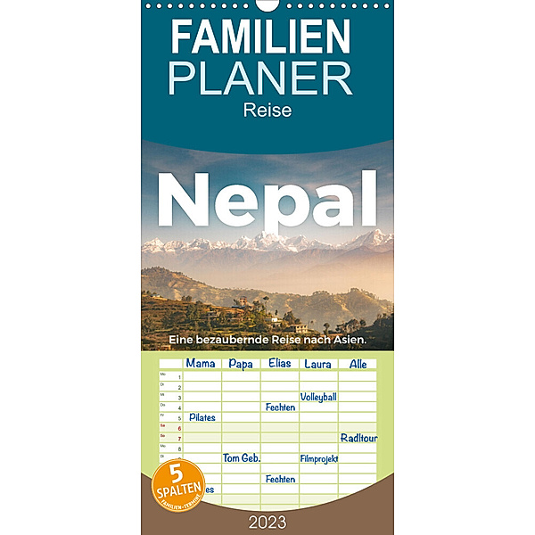 Familienplaner Nepal - Eine bezaubernde Reise nach Asien. (Wandkalender 2023 , 21 cm x 45 cm, hoch), M. Scott