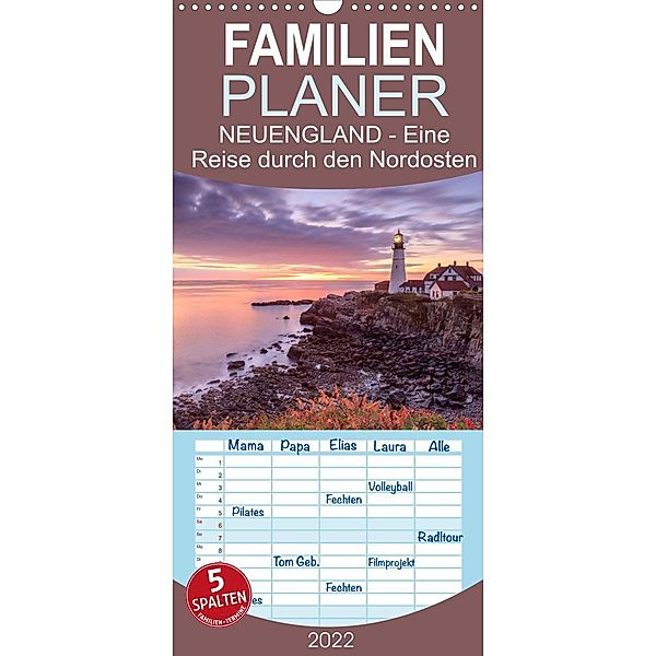 Familienplaner NEUENGLAND - Eine Reise durch den Nordosten der USA (Wandkalender 2022 , 21 cm x 45 cm, hoch), Christine Büchler & Martin Büchler