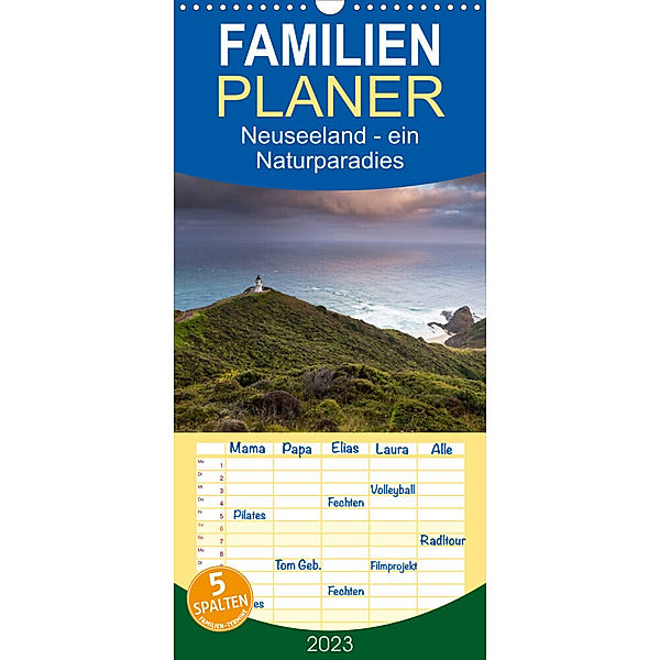 Familienplaner Neuseeland - ein Naturparadies (Wandkalender 2023 , 21 cm x 45 cm, hoch), Kalender365.com