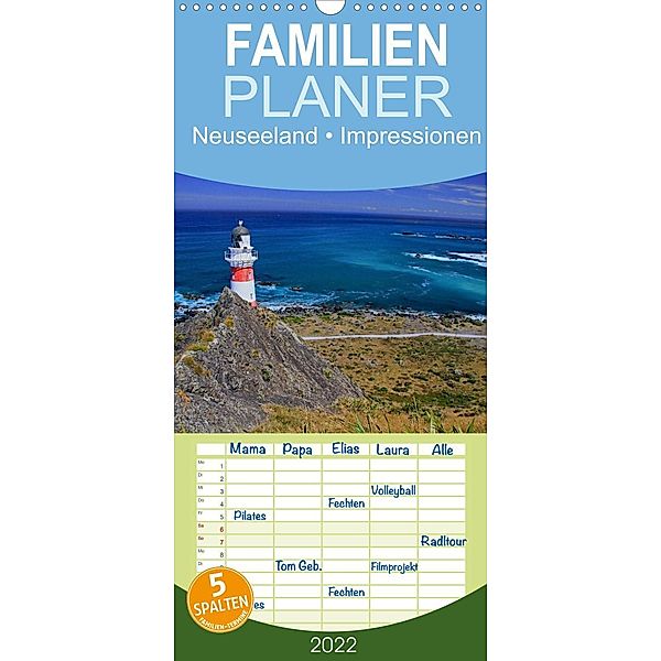 Familienplaner Neuseeland - Impressionen (Wandkalender 2022 , 21 cm x 45 cm, hoch), Elisabeth Stanzer