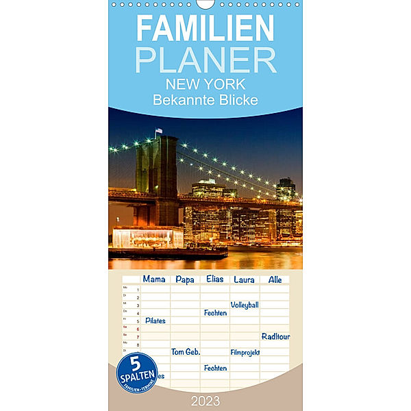 Familienplaner NEW YORK Bekannte Blicke (Wandkalender 2023 , 21 cm x 45 cm, hoch), Melanie Viola