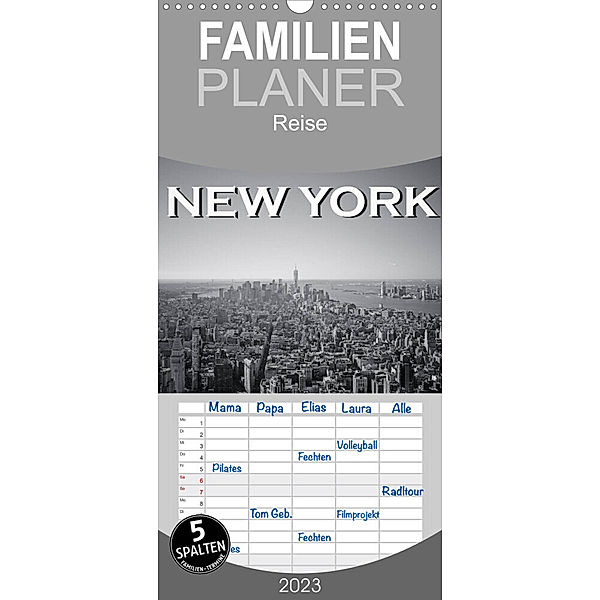 Familienplaner New York in schwarz weiss (Wandkalender 2023 , 21 cm x 45 cm, hoch), Robert Styppa