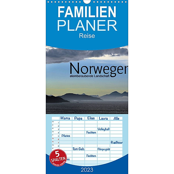 Familienplaner Norwegen atemberaubende Landschaft (Wandkalender 2023 , 21 cm x 45 cm, hoch), Christiane calmbacher