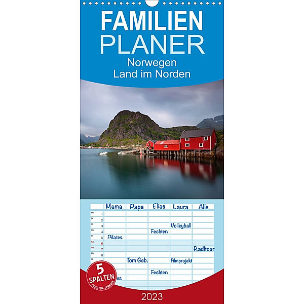 Familienplaner Norwegen - Land im Norden (Wandkalender 2023 , 21 cm x 45 cm, hoch), Kalender365.com