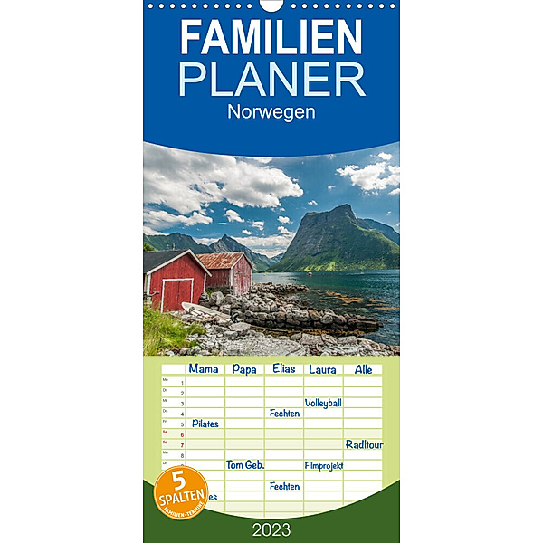 Familienplaner Norwegen (Wandkalender 2023 , 21 cm x 45 cm, hoch), Roman Burri