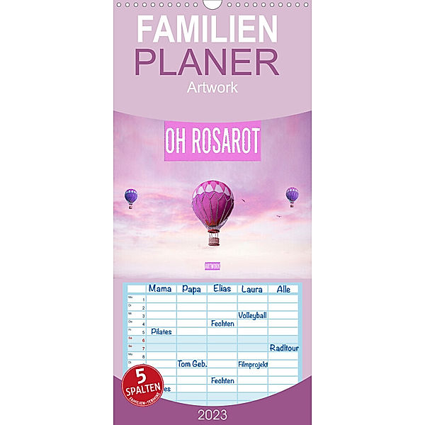 Familienplaner Oh Rosarot - Artwork (Wandkalender 2023 , 21 cm x 45 cm, hoch), Liselotte Brunner-Klaus