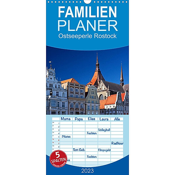 Familienplaner Ostseeperle Rostock (Wandkalender 2023 , 21 cm x 45 cm, hoch), U boeTtchEr