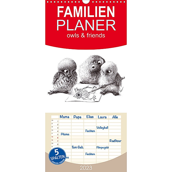 Familienplaner owls & friends 2023 (Wandkalender 2023 , 21 cm x 45 cm, hoch), Stefan Kahlhammer