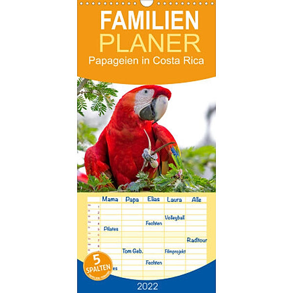 Familienplaner Papageien in Costa Rica (Wandkalender 2022 , 21 cm x 45 cm, hoch), Akrema-Photography