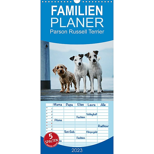 Familienplaner Parson Russell Terrier (Wandkalender 2023 , 21 cm x 45 cm, hoch), Kathrin Köntopp