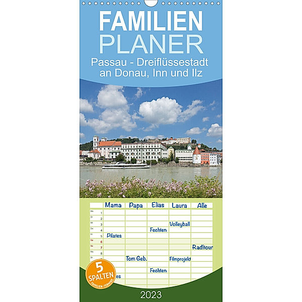 Familienplaner Passau - Dreiflüssestadt an Donau, Inn und Ilz (Wandkalender 2023 , 21 cm x 45 cm, hoch), Siegfried Kuttig