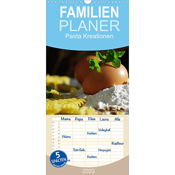 Familienplaner Pasta Kreationen (Wandkalender 2022 , 21 cm x 45 cm, hoch), Tanja Riedel