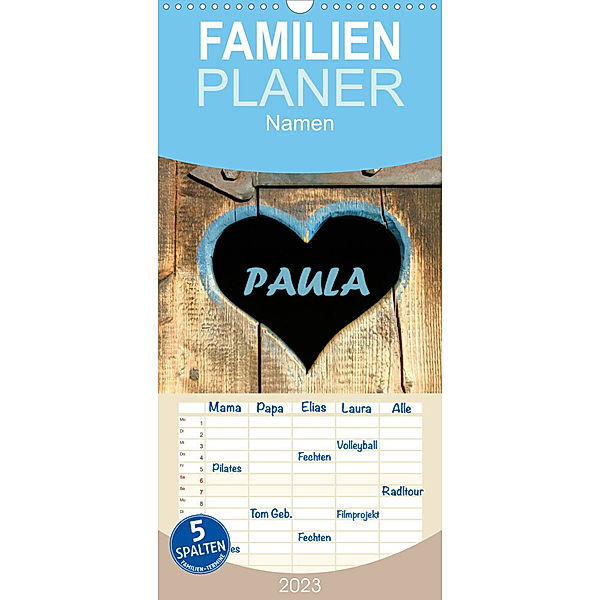 Familienplaner PAULA-Namenskalender (Wandkalender 2023 , 21 cm x 45 cm, hoch), Schnellewelten