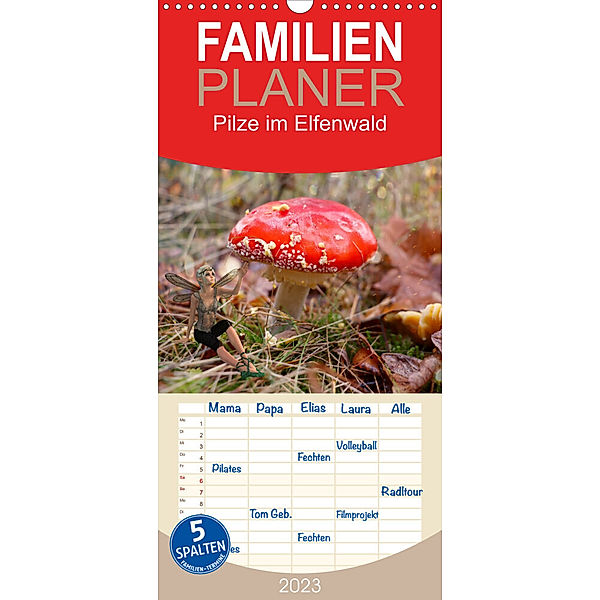 Familienplaner Pilz im Elfenwald (Wandkalender 2023 , 21 cm x 45 cm, hoch), Sabine Löwer