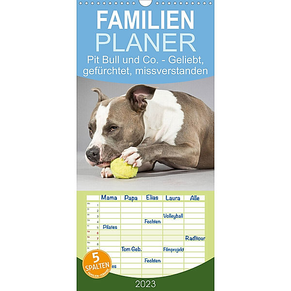 Familienplaner Pit Bull und Co. - Geliebt, gefürchtet, missverstanden (Wandkalender 2023 , 21 cm x 45 cm, hoch), Elisabeth Stanzer