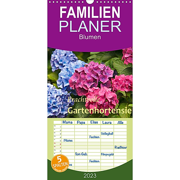 Familienplaner Prachtvolle Gartenhortensie (Wandkalender 2023 , 21 cm x 45 cm, hoch), Bernd Keller