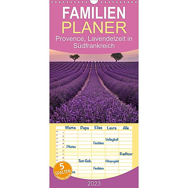 Familienplaner Provence, Lavendelzeit in Südfrankreich (Wandkalender 2023 , 21 cm x 45 cm, hoch), Joana Kruse