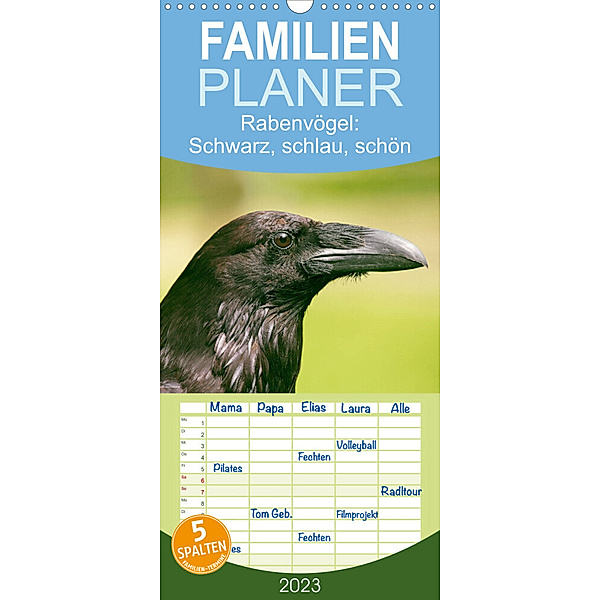 Familienplaner Rabenvögel: Schwarz, schlau, schön (Wandkalender 2023 , 21 cm x 45 cm, hoch), Calvendo