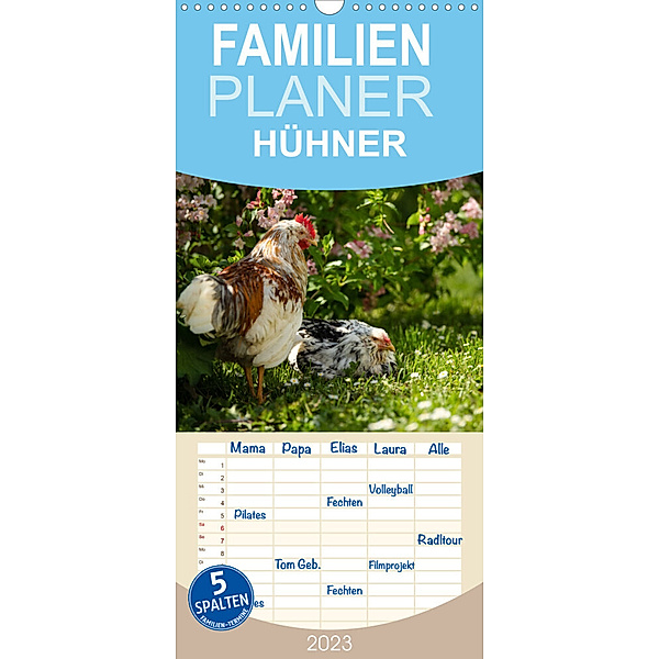 Familienplaner Rassehühner (Wandkalender 2023 , 21 cm x 45 cm, hoch), Judith Kiener (DoraZett)