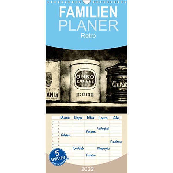 Familienplaner Retro (Wandkalender 2022 , 21 cm x 45 cm, hoch), Mr.Tom Fotodesign