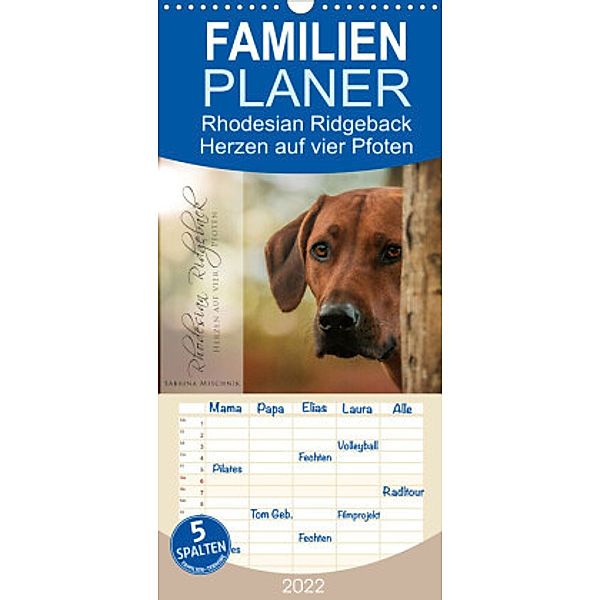 Familienplaner Rhodesian Ridgeback - Herzen auf vier Pfoten (Wandkalender 2022 , 21 cm x 45 cm, hoch), Sabrina Mischnik