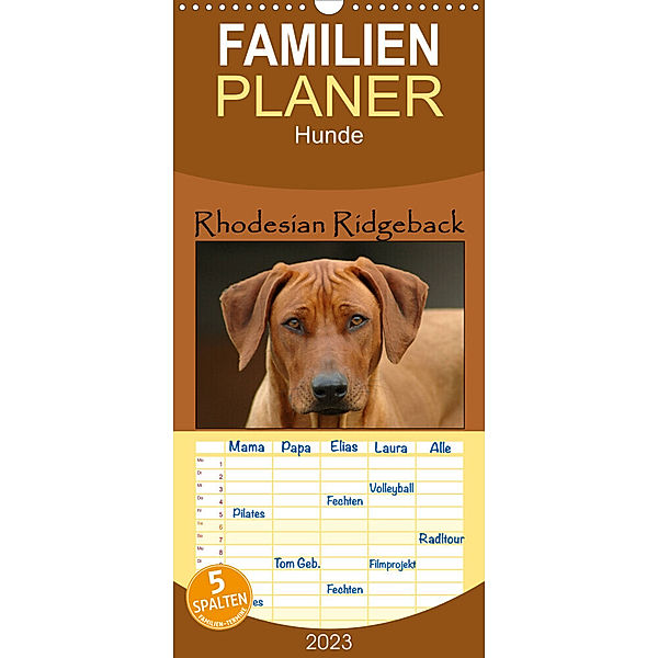 Familienplaner Rhodesian Ridgeback Terminkalender (Wandkalender 2023 , 21 cm x 45 cm, hoch), Anke van Wyk - www.germanpix.net