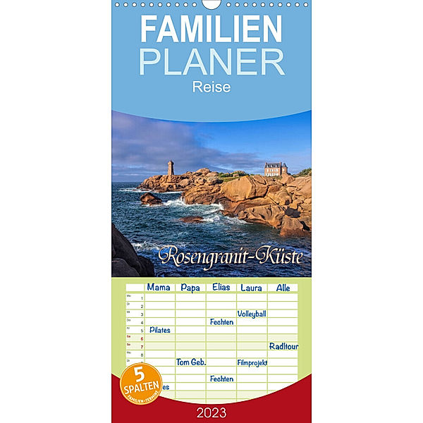 Familienplaner Rosengranit-Küste (Wandkalender 2023 , 21 cm x 45 cm, hoch), LianeM