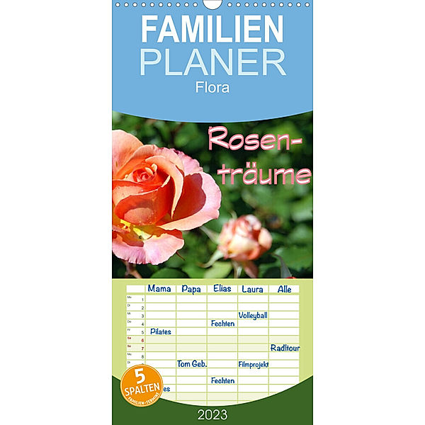 Familienplaner ROSENTRÄUME (Wandkalender 2023 , 21 cm x 45 cm, hoch), Gugigei