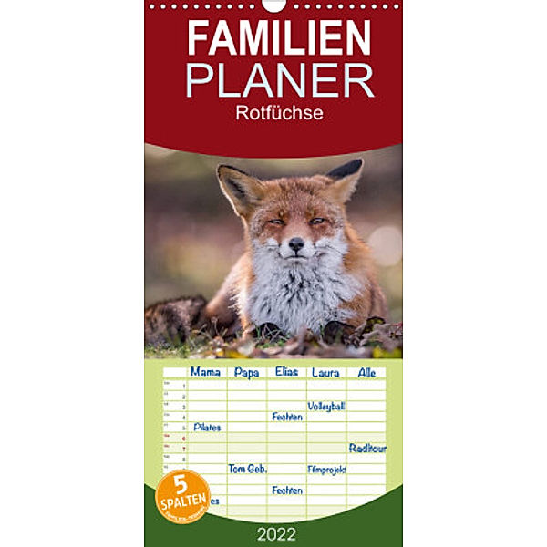 Familienplaner Rotfüchse (Wandkalender 2022 , 21 cm x 45 cm, hoch), Markus van Hauten