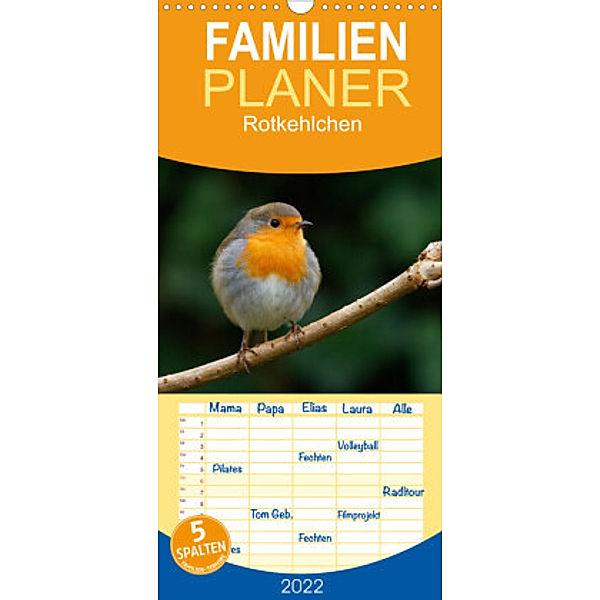 Familienplaner Rotkehlchen - Fotografiert von Ostfriesenfotografie (Wandkalender 2022 , 21 cm x 45 cm, hoch), Christina Betten - Ostfriesenfotografie