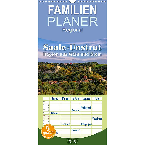 Familienplaner Saale-Unstrut - Region aus Wein und Stein (Wandkalender 2023 , 21 cm x 45 cm, hoch), LianeM