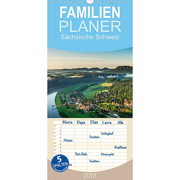 Familienplaner Sächsische Schweiz / Geburtstagsplaner (Wandkalender 2023 , 21 cm x 45 cm, hoch), Gunter Kirsch