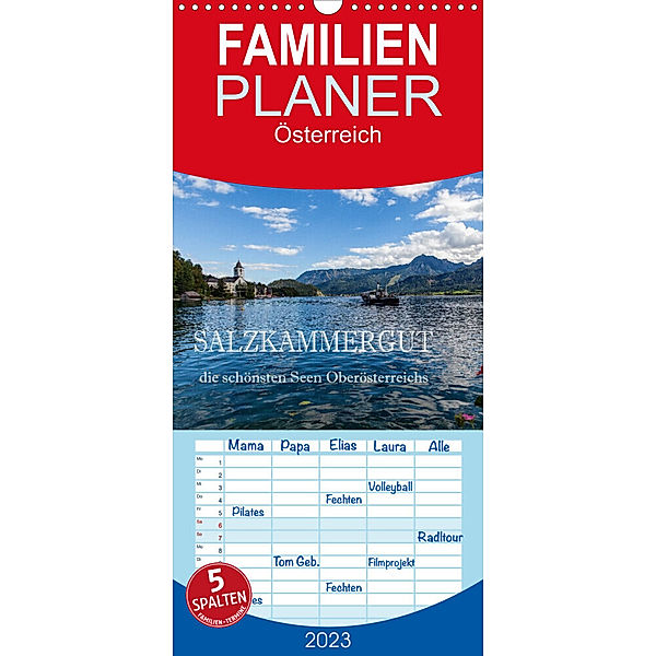 Familienplaner Salzkammergut - Die schönsten Seen Oberösterreichs (Wandkalender 2023 , 21 cm x 45 cm, hoch), Hans Pfleger