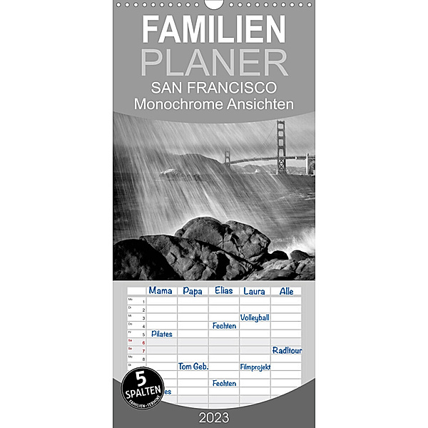 Familienplaner SAN FRANCISCO Monochrome Ansichten (Wandkalender 2023 , 21 cm x 45 cm, hoch), Melanie Viola