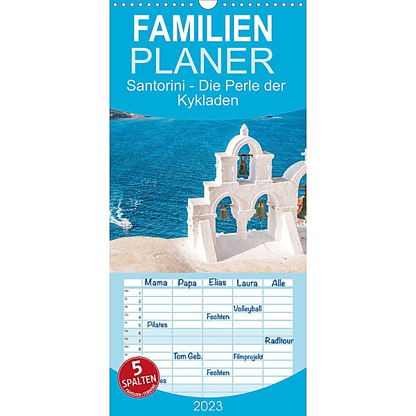 Familienplaner Santorini - Die Perle der Kykladen (Wandkalender 2023 , 21 cm x 45 cm, hoch), Thomas / Jastram, Elisabeth Jastram